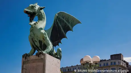 Picture of Slovenia's Dragon Bridge in the city of Ljubljana.