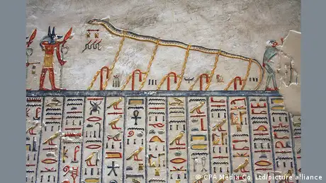 Egyptian hieroglyphics depicting the mythological serpent demon Apep.